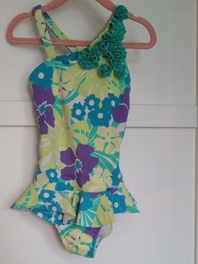 Lands' End Girl's Swimsuit and matching Sun Shirt Size 5